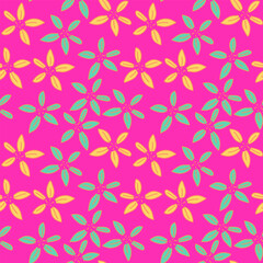 Bloom seamless pattern with chaotic simple flowers for fabric design