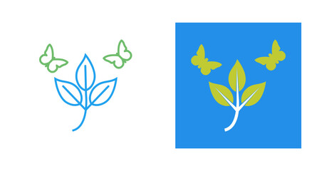 Butterflies over Plants Vector Icon