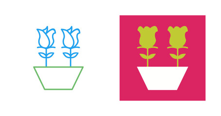 Tulips in Pot Vector Icon