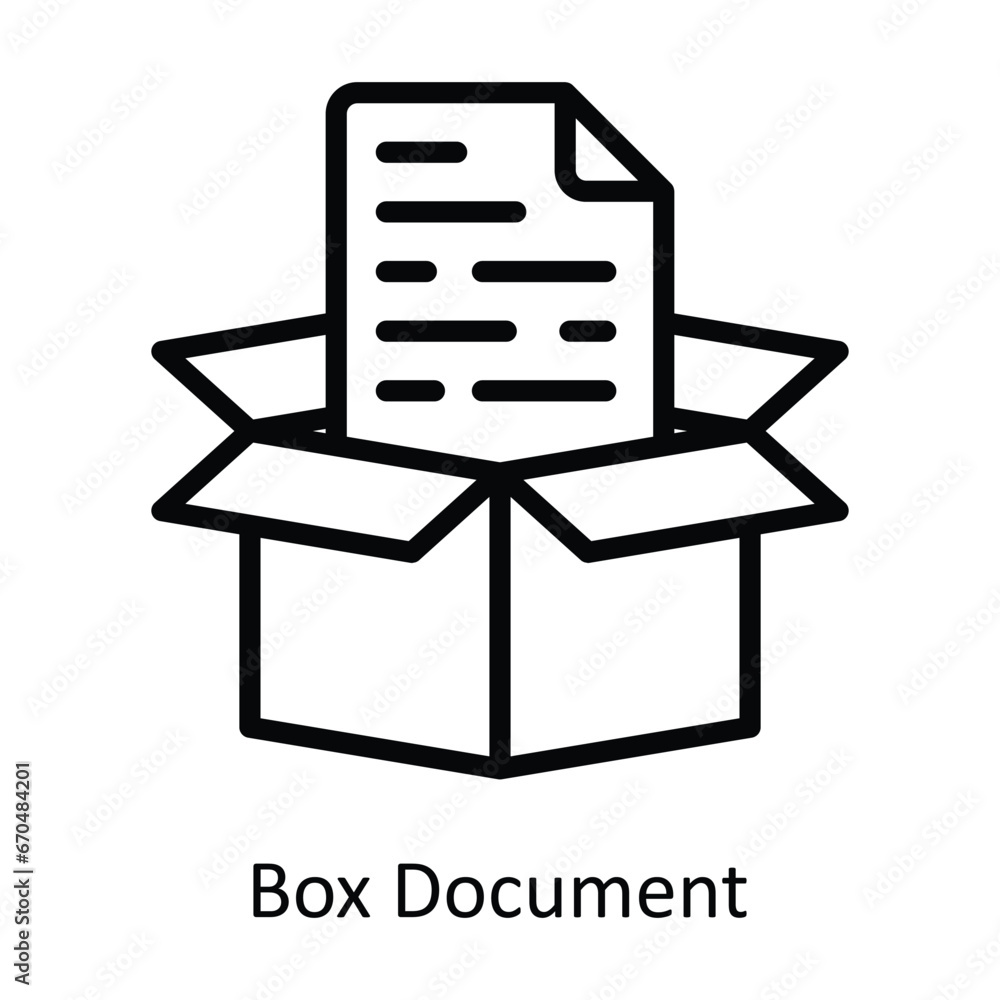 Aufkleber box document vector outline design illustration. symbol on white background eps 10 file
