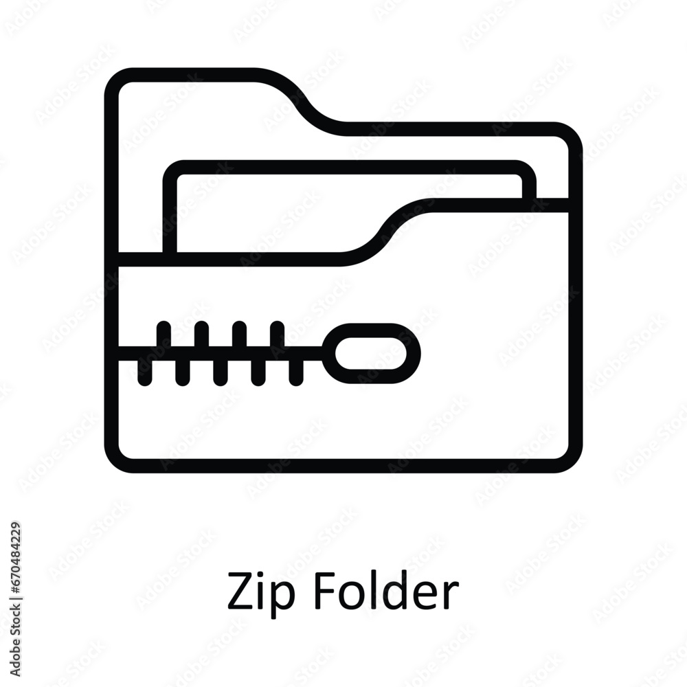 Aufkleber zip folder vector outline design illustration. symbol on white background eps 10 file