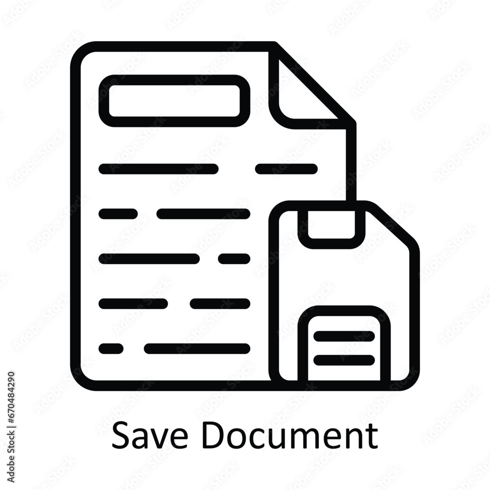 Poster save document vector outline design illustration. symbol on white background eps 10 file