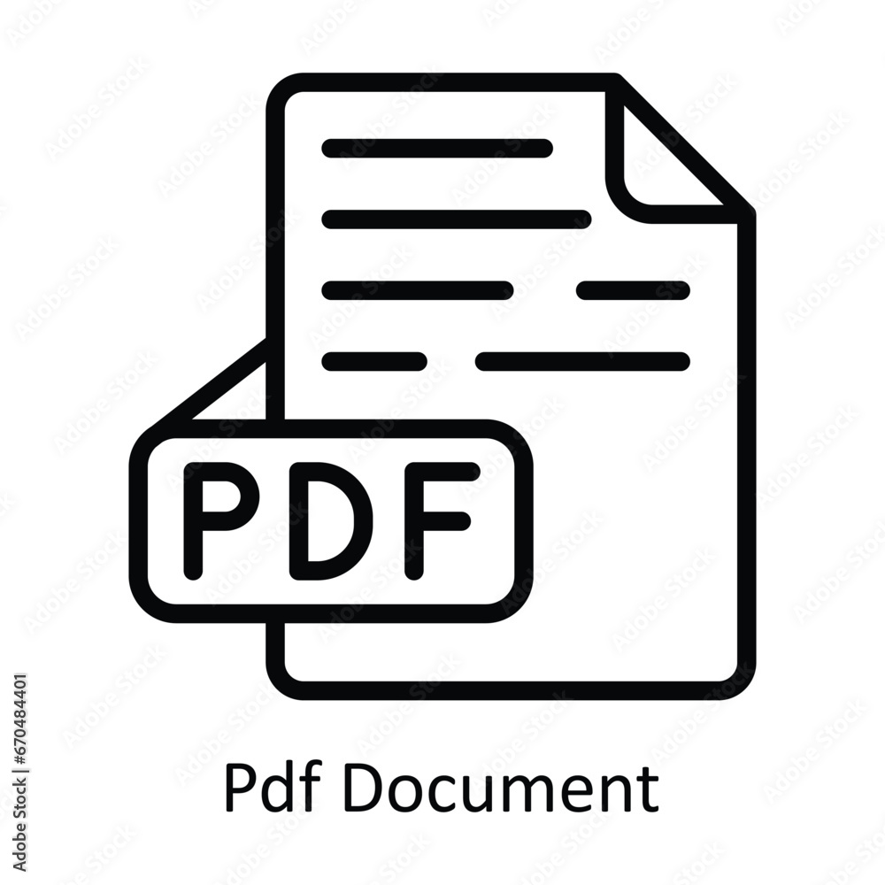 Aufkleber pdf document vector outline design illustration. symbol on white background eps 10 file