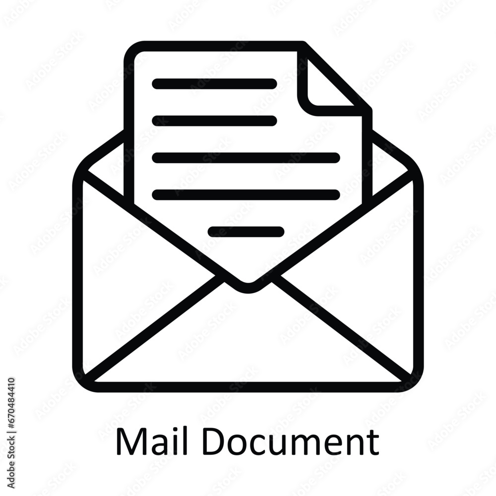 Poster mail document vector outline design illustration. symbol on white background eps 10 file