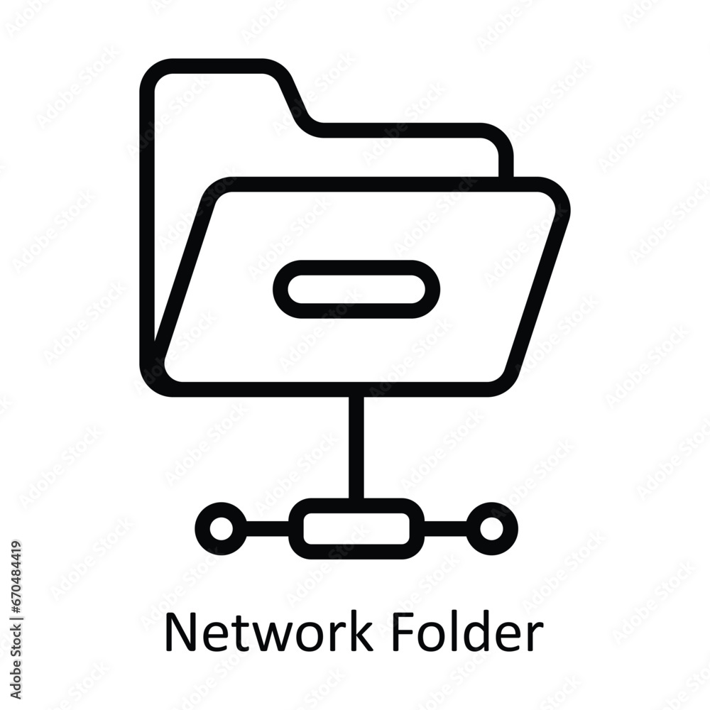 Poster network folder vector outline design illustration. symbol on white background eps 10 file