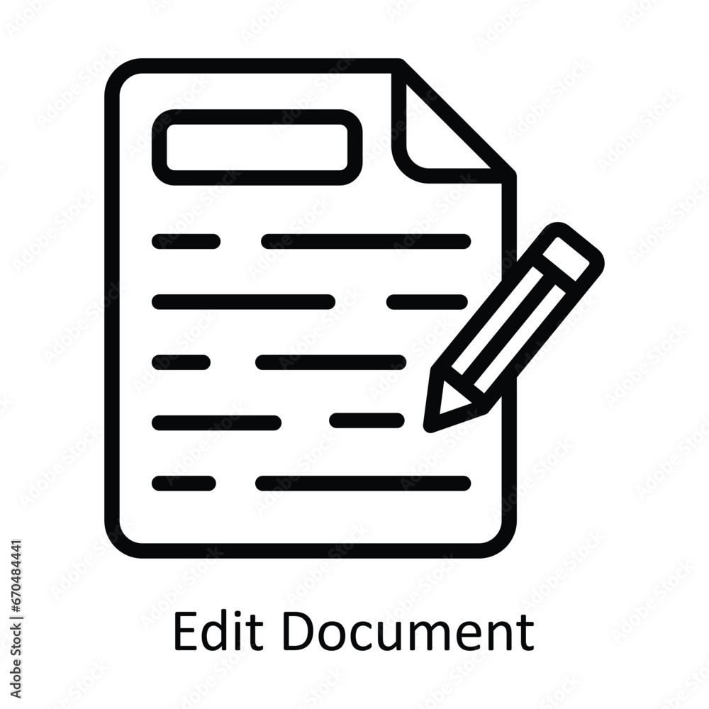 Aufkleber edit document vector outline design illustration. symbol on white background eps 10 file