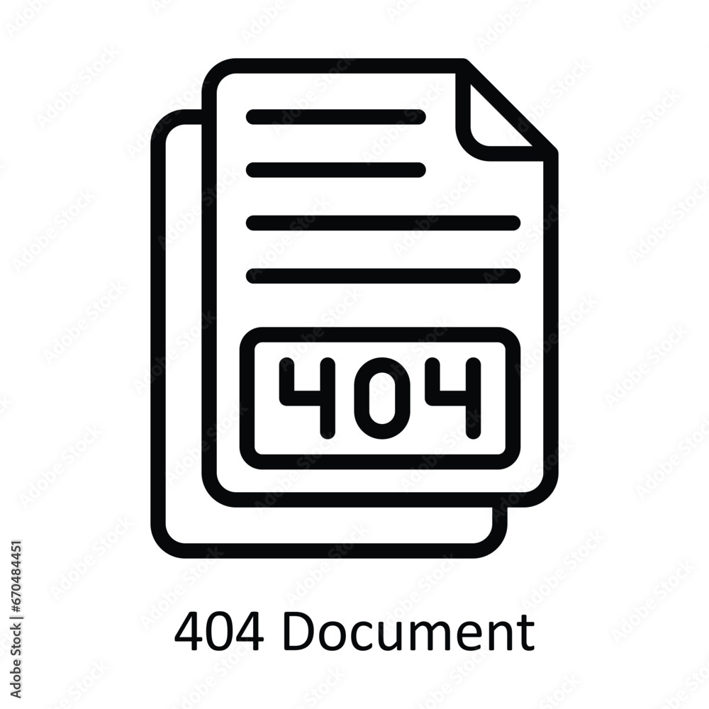 Poster 404 document vector outline design illustration. symbol on white background eps 10 file