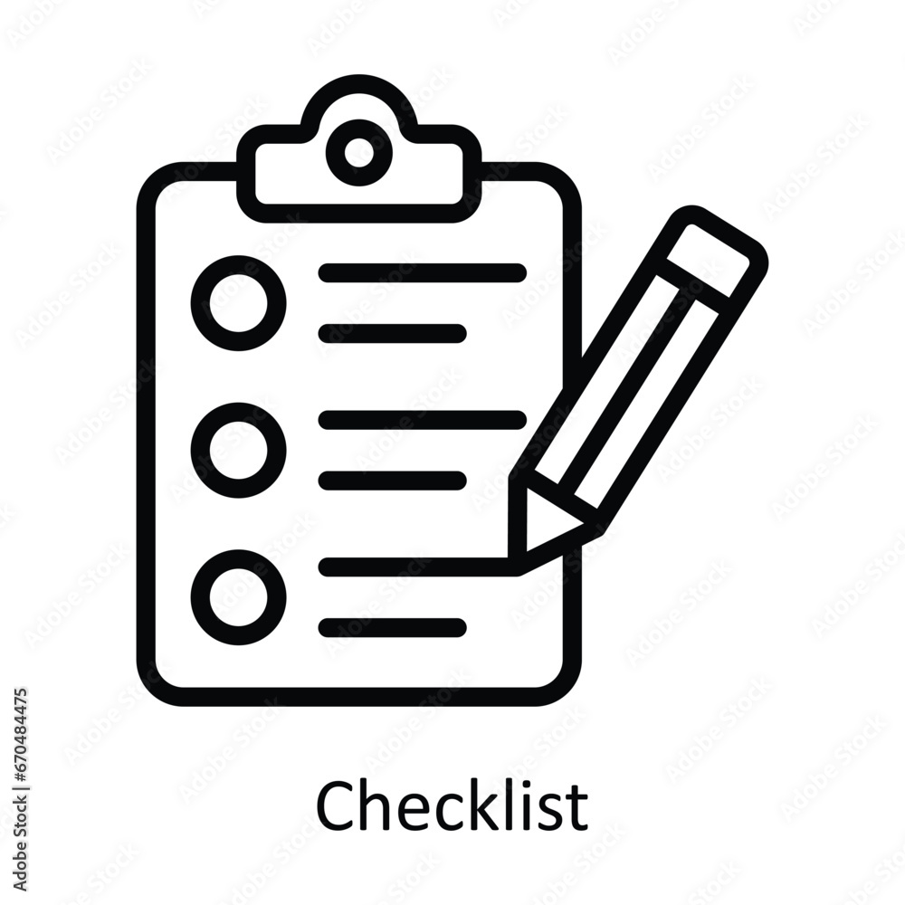 Poster checklist vector outline design illustration. symbol on white background eps 10 file