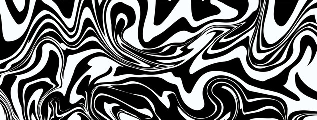 Liquid marble distorted monochrome abstract background. Vector creative psychedelic pattern