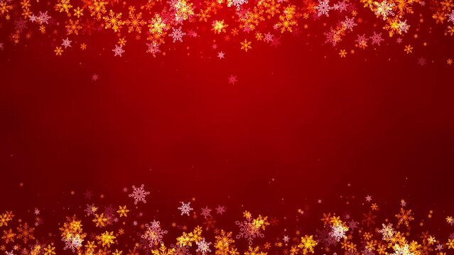 Red Christmas Snowflakes Frame. Holiday Winter Christmas Background. Christmas Background. Seamless Loop