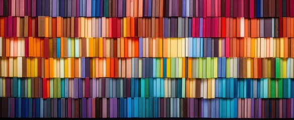 Many color books on library shelves patterns background. Large group of books web banner, background. Huge stack of multicolored books - obrazy, fototapety, plakaty