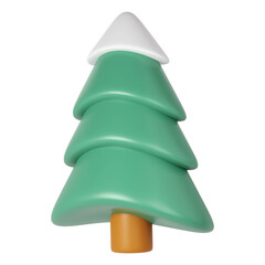 3d illustration of Christmas tree with snow. Holiday element isolated Render Abstract Evergreen Tree Fir. Happy New Year Decoration Holiday. New Year and Xmas Celebration