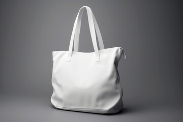 White tote bag without words isolated on grey background. Mock up. Generative ai