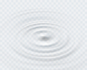 Fototapeta na wymiar Ripple, splash water waves surface from drop isolated on transparent background. White sound impact effect top view. Vector circle liquid shampoo, cream or gel swirl round texture template