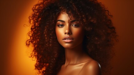 Beautiful african american woman with afro hairstyle. Generative AI