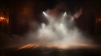 Stage with scenic light effect and smoke