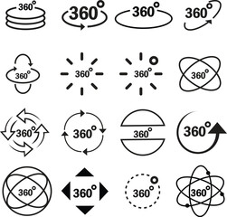 Set of 360 degree views icons vector art