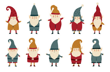 Fototapeta na wymiar Collection of Cute Christmas Gnomes