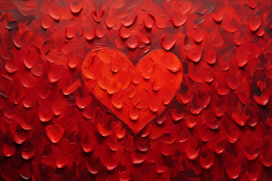 Abstract oil painting heart background. Love concept valentine day greeting card
