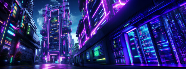 Futuristic cyberpunk urban cityscape, Neon Lights, 
trails in the night