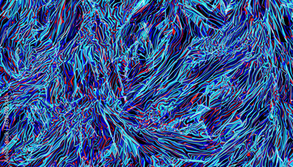 Aufkleber cyan blue and red fibrous backgrounds form a geometric abstraction.