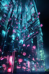 Futuristic cyberpunk urban cityscape, Neon Lights, 
lights at night