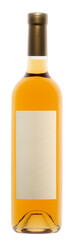 Rebula wine bottle with white etiquette on white copy space