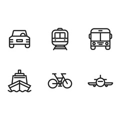 Transportation car airplane train bus bicycle ship icon illustration