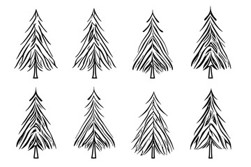 Obraz premium Stylized trees, Christmas tree, isolated on white background, vector design