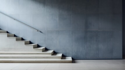 concrete stairs in a modern office, 3d render, square image Generative AI