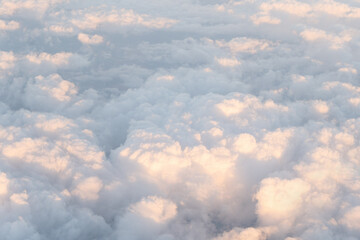 Clouds on sky. Copy space wallpaper or background. Aerial top view.