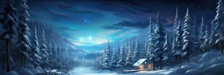 Holiday charm, snowy scenery, Christmas joy, tranquil ambiance, festive enchantment, seasonal coziness. Generated by AI.