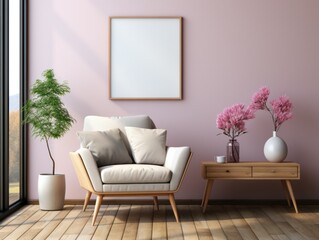 Wall art template mock-up room interior generatieve ai