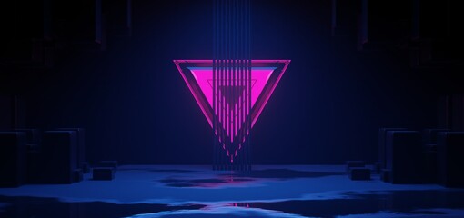 futuristic gaming esports background abstract wallpaper, cyberpunk style scifi game, stage concert scene in pedestal display room, led neon glow light, 3d illustration rendering