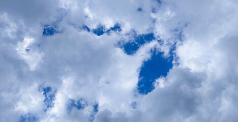 Blue sky and white cloud clear summer view, a large white cloud is in the sky, a blue sky with clouds and some white clouds