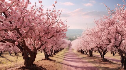 Obraz na płótnie Canvas Springtime splendor, blooming orchard, floral abundance, nature's artwork. Generated by AI.
