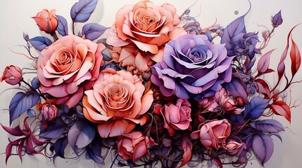 Fototapeta premium bouquet of roses, generative Ai 