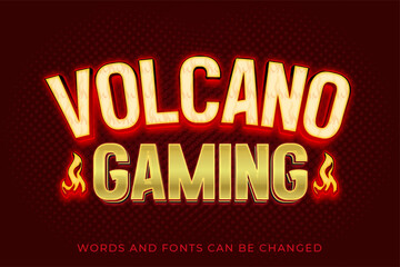 Volcano gaming 3d text effect, gold and luxury style
