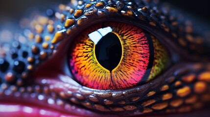 Imposing gag with multi-colored eyes, close-up photo