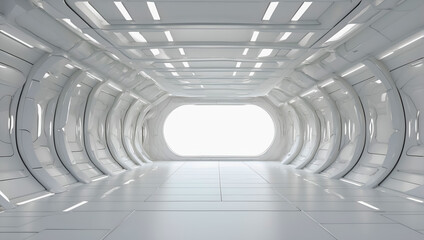 Interior corridor of a futuristic spaceship. Perfect for sci-fi, space exploration, and futuristic concepts.