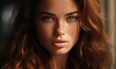 Naklejka premium Beautiful young female model, close up photo.