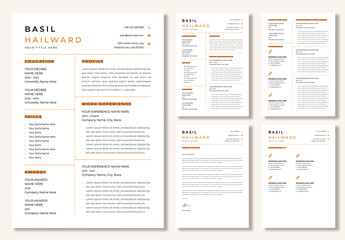 Clean Resume and Cv Layout with Yellow Accent