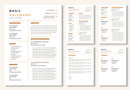 Clean Resume and Cv Layout with Yellow Accent