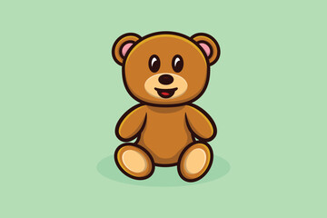 Sitting Teddy Bear vector icon illustration. Animal nature icon design concept. Cartoon character, Zoo animal, Bear baby, Soft animals, Dangerous animal, Childhood toy.