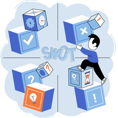 SWOT analysis. Vector illustration. Infographics visually represent complex information in simplified manner Strengths are internal advantages contribute to business success SWOT analysis guides