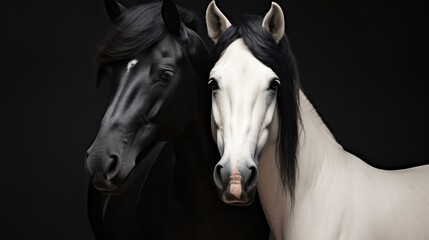 White and dark horse near up representation