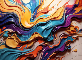 Captivating allure of a fluid, colorful abstract background, evoking creativity, liquid paint flow and dynamic motion