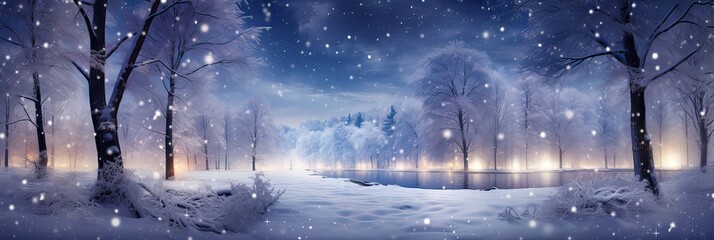 Whimsical beauty, snowy landscape, holiday charm, New Year's magic, serene enchantment, glistening snowflakes. Generated by AI. - obrazy, fototapety, plakaty