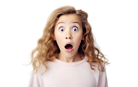 Girl with surprised face on isolated background