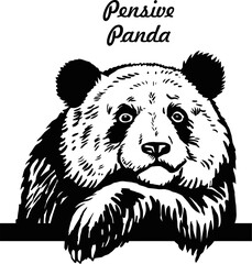 Panda - Comic Animal - Funny Animal - Wildlife Stencil - vector clipart stock